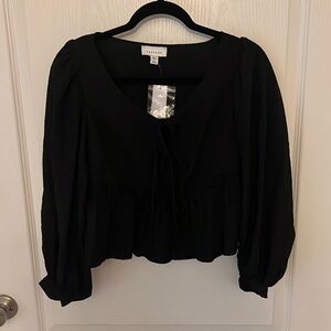 Topshop peplum front tie and long sleeve. Size 6